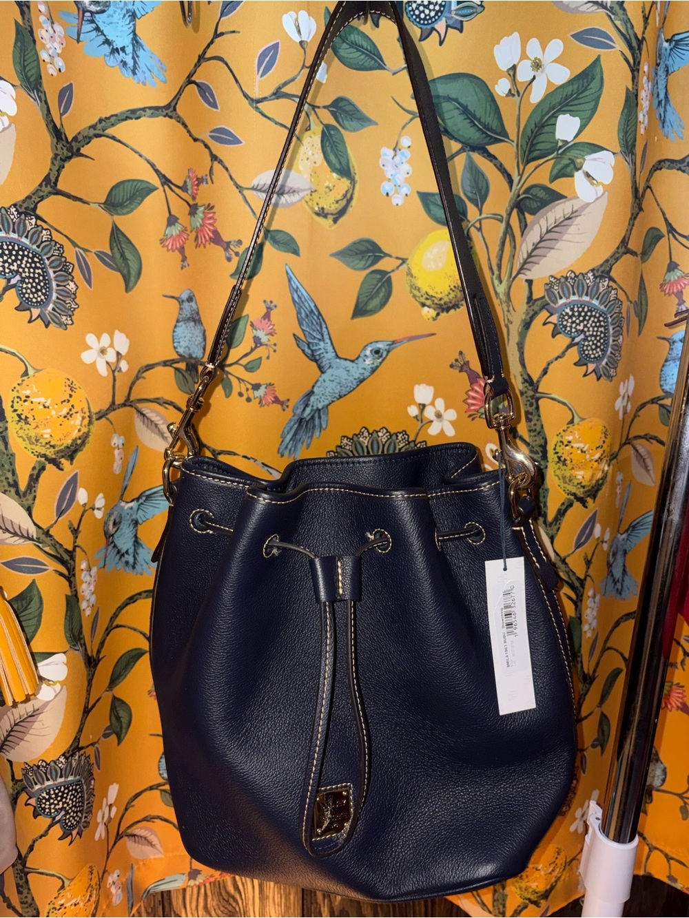 Dooney and Bourke Sorrento Drawstring Bucket Bag Navy